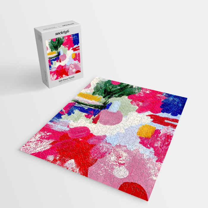 CANVAS: Viva Magenta 01 | Abstract Brushstrokes Jigsaw Puzzle Gallery Image 2