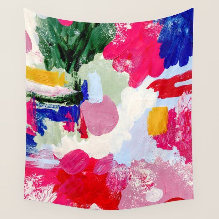 CANVAS: Viva Magenta 01 | Abstract Brushstrokes Wall Tapestry Gallery Image 1