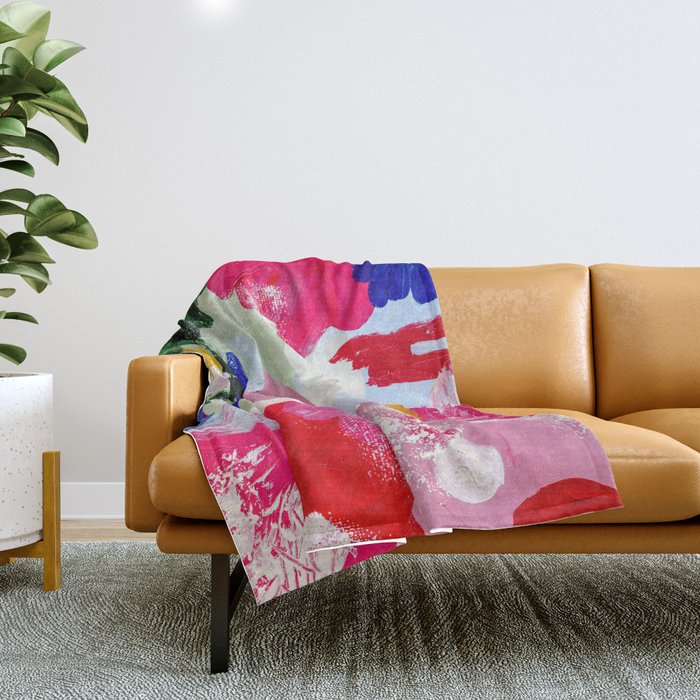 CANVAS: Viva Magenta 01 | Abstract Brushstrokes Throw Blanket Gallery Image 1