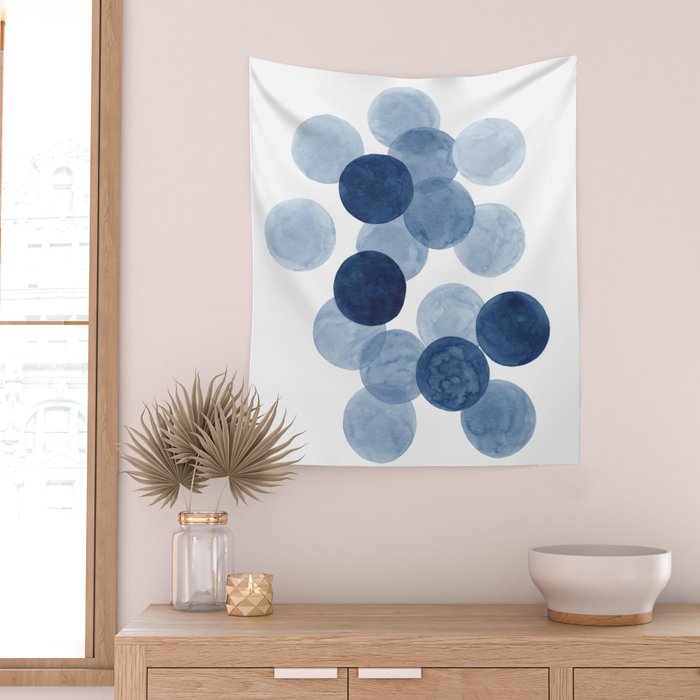 Indigo Ombre Circles Wall Tapestry Gallery Image 2
