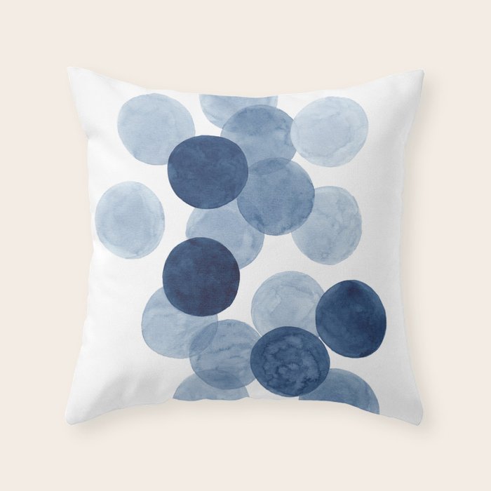 Indigo Ombre Circles Throw Pillow Gallery Image 1