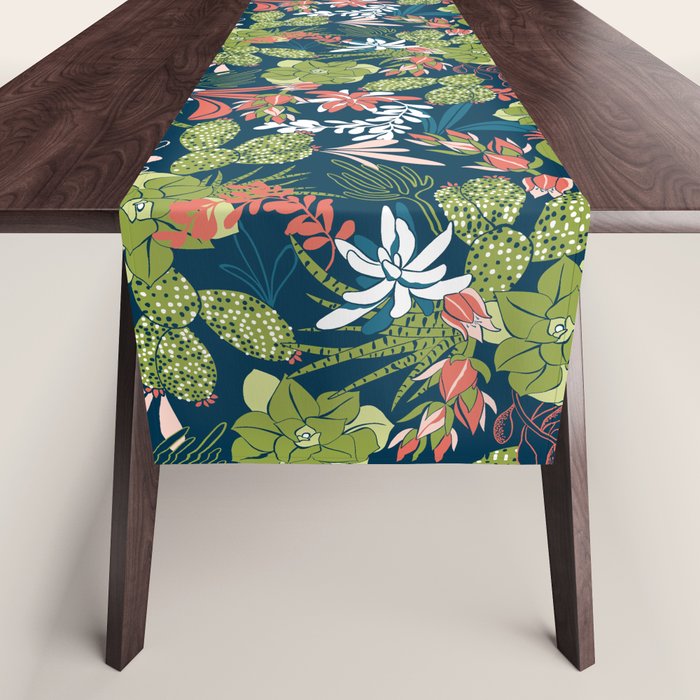 Succulent Garden Navy Table Runner Gallery Image 1