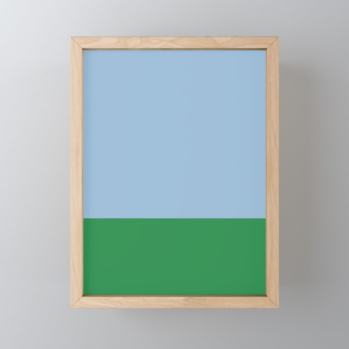 Color Block Minimalist Light Blue and Green Striped Solid Mini Art Print Gallery Image 1
