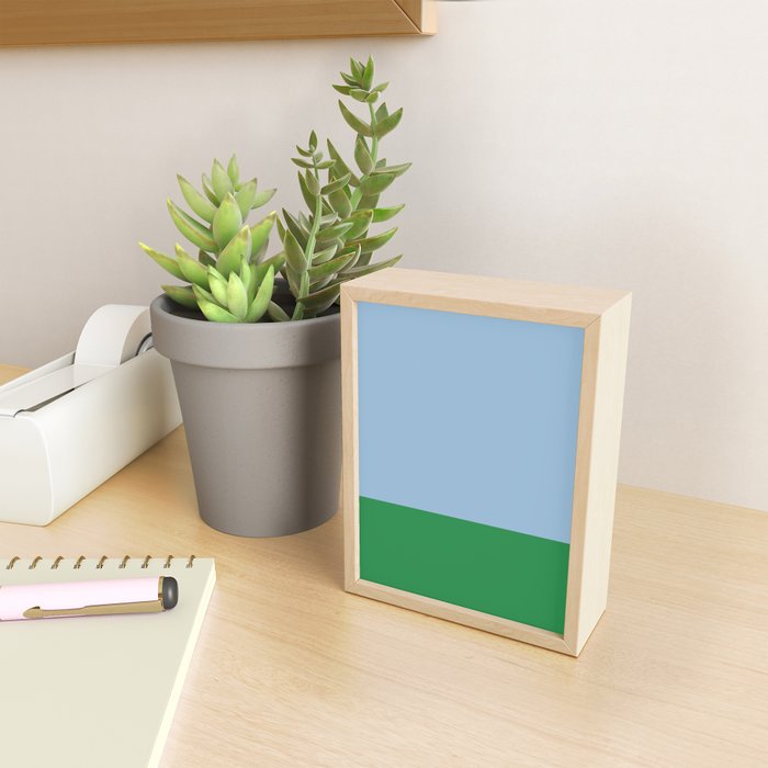 Color Block Minimalist Light Blue and Green Striped Solid Mini Art Print Gallery Image 2