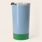 Color Block Minimalist Light Blue and Green Striped Solid Travel Mug Gallery Image 3