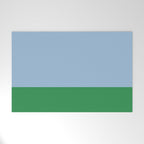 Color Block Minimalist Light Blue and Green Striped Solid Welcome Mat Gallery Image 1