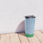 Color Block Minimalist Light Blue and Green Striped Solid Travel Mug Gallery Image 4