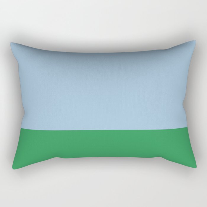 Color Block Minimalist Light Blue and Green Striped Solid Rectangular Pillow Gallery Image 2