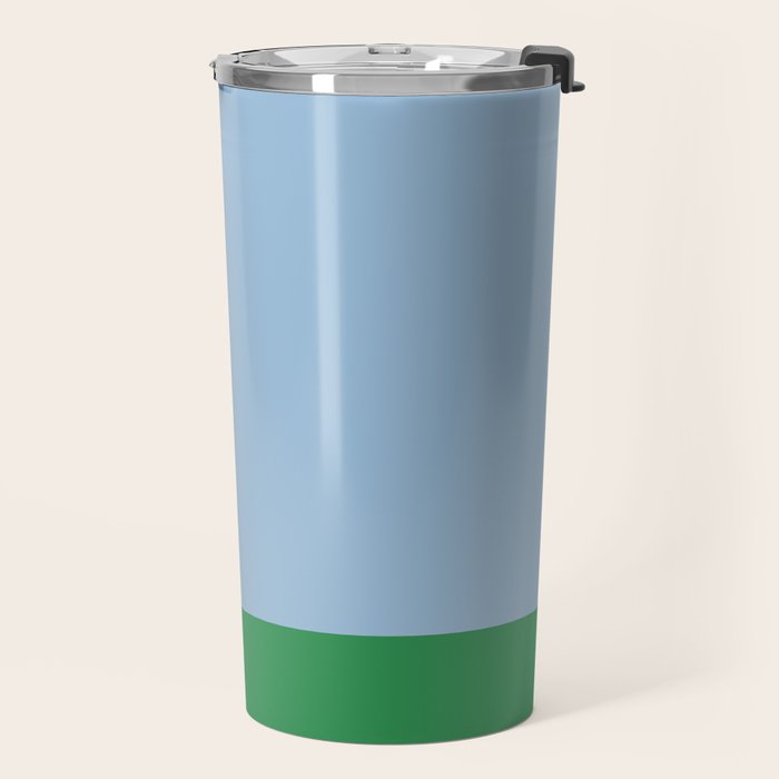 Color Block Minimalist Light Blue and Green Striped Solid Travel Mug Gallery Image 2