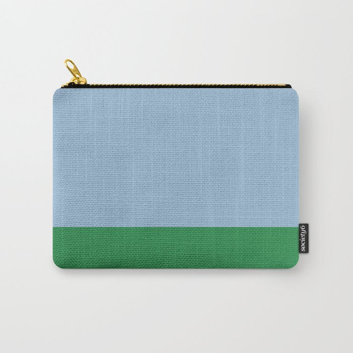Color Block Minimalist Light Blue and Green Striped Solid Carry All Pouch Gallery Image 1