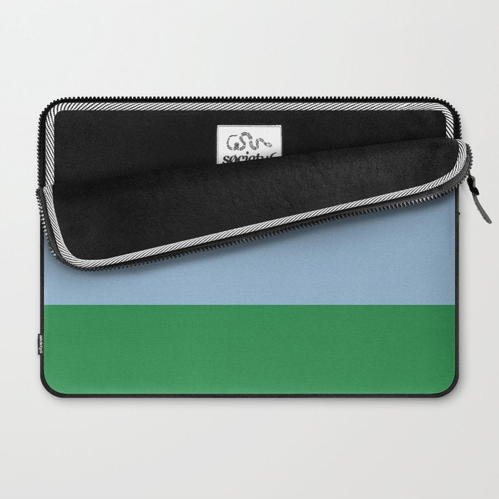 Color Block Minimalist Light Blue and Green Striped Solid Laptop Sleeve Gallery Image 2