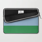 Color Block Minimalist Light Blue and Green Striped Solid Laptop Sleeve Gallery Image 2