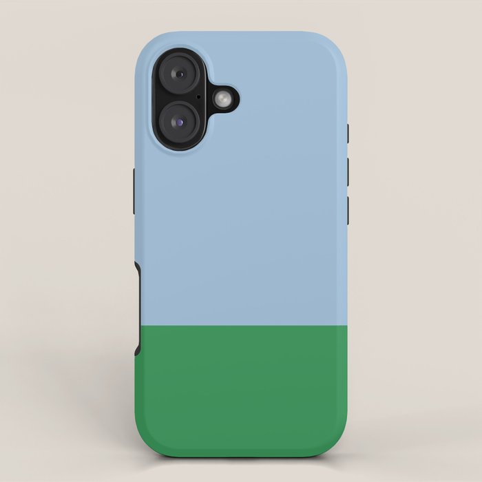 Color Block Minimalist Light Blue and Green Striped Solid iPhone Case Gallery Image 1