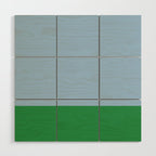 Color Block Minimalist Light Blue and Green Striped Solid Wood Wall Art Gallery Image 1