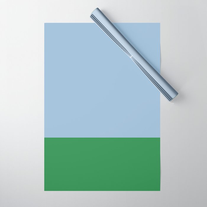Color Block Minimalist Light Blue and Green Striped Solid Wrapping Paper Gallery Image 1