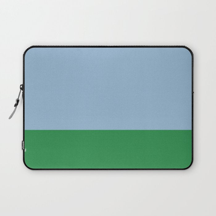 Color Block Minimalist Light Blue and Green Striped Solid Laptop Sleeve Gallery Image 1