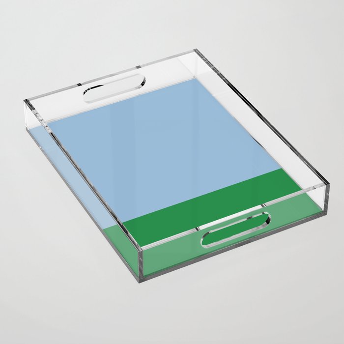 Color Block Minimalist Light Blue and Green Striped Solid Acrylic Tray Gallery Image 1