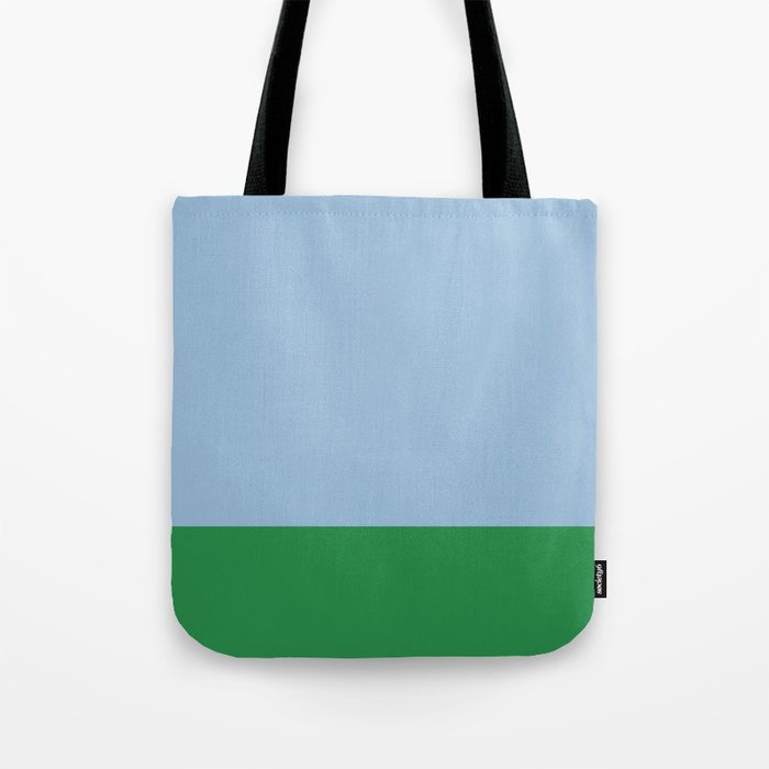 Color Block Minimalist Light Blue and Green Striped Solid Tote Bag Gallery Image 1