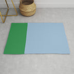 Color Block Minimalist Light Blue and Green Striped Solid Rug Gallery Image 1