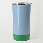Color Block Minimalist Light Blue and Green Striped Solid Travel Mug Gallery Image 1