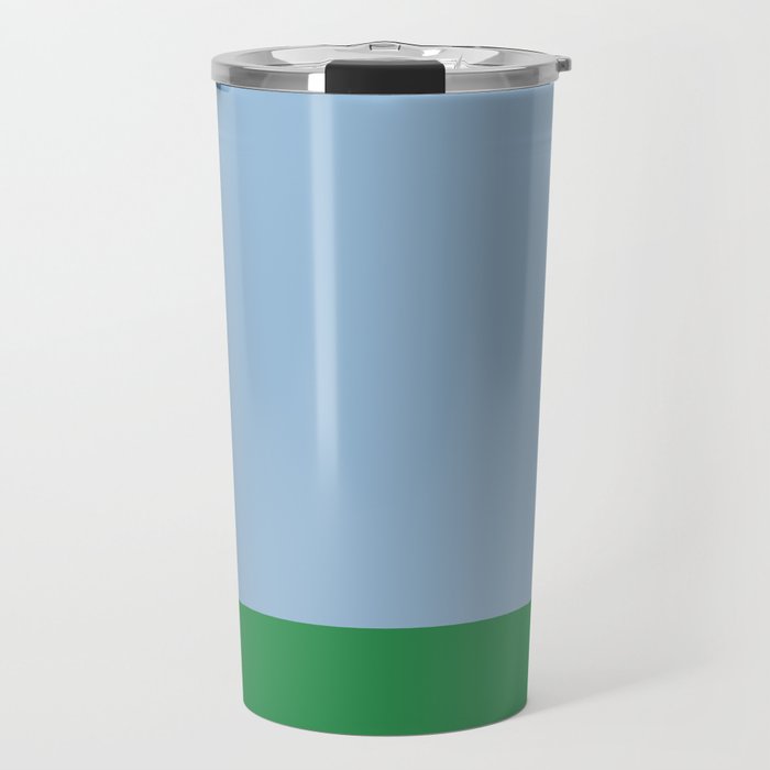 Color Block Minimalist Light Blue and Green Striped Solid Travel Mug Gallery Image 1