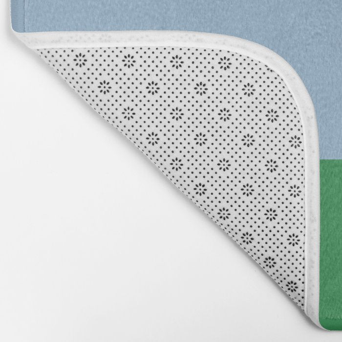 Color Block Minimalist Light Blue and Green Striped Solid Bath Mat Gallery Image 2