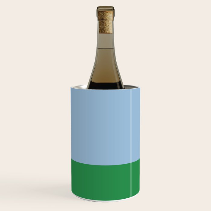 Color Block Minimalist Light Blue and Green Striped Solid Wine Chiller Gallery Image 1