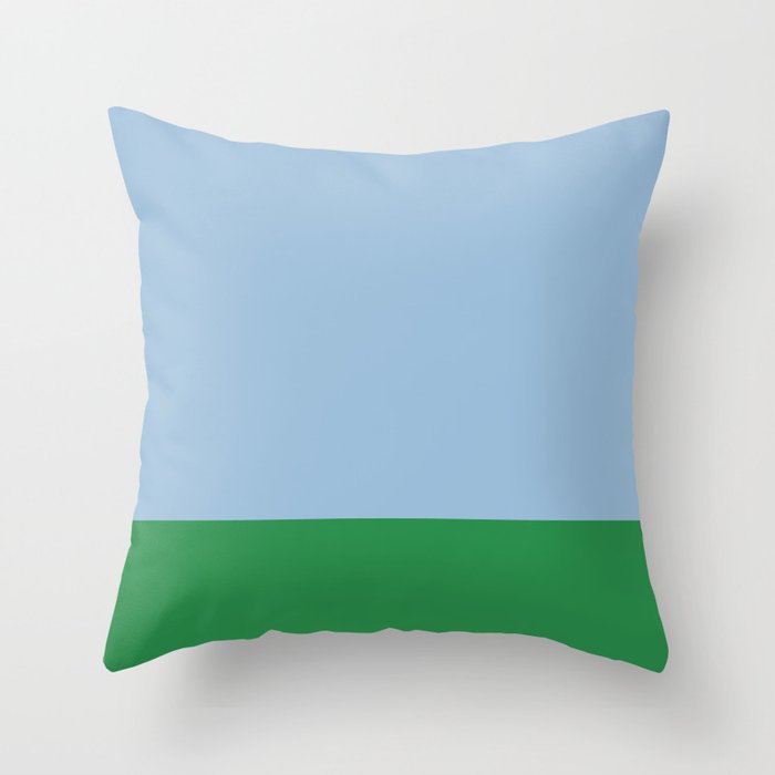 Color Block Minimalist Light Blue and Green Striped Solid Throw Pillow Gallery Image 1
