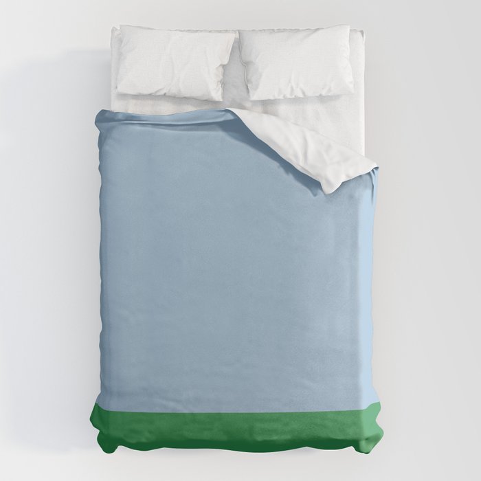 Color Block Minimalist Light Blue and Green Striped Solid Duvet Cover Gallery Image 6