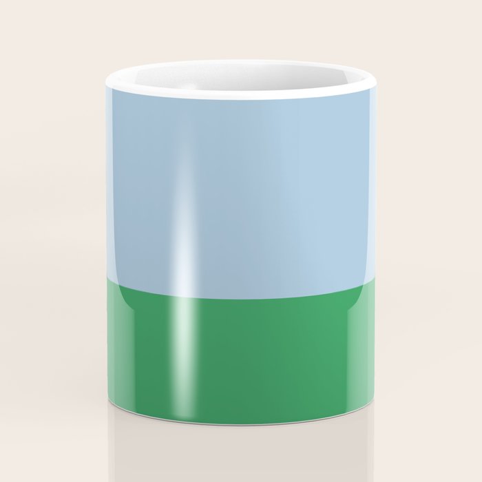 Color Block Minimalist Light Blue and Green Striped Solid Coffee Mug Gallery Image 4