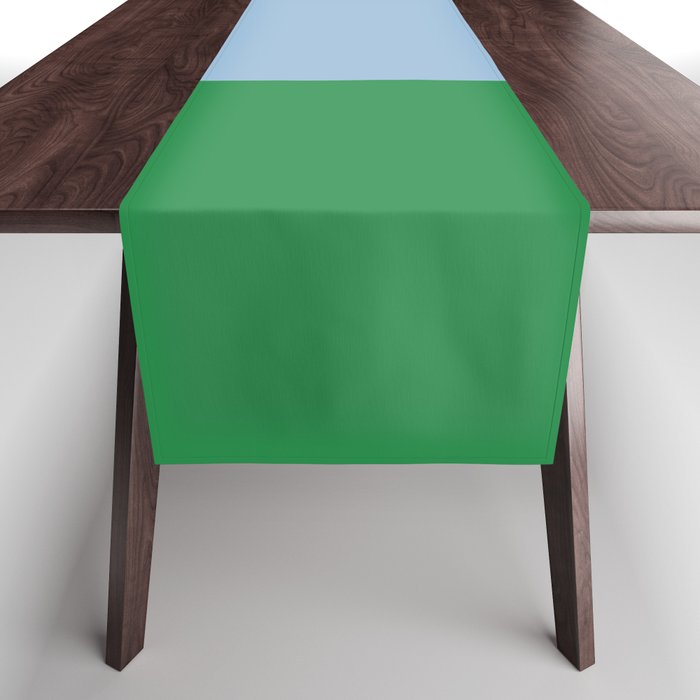 Color Block Minimalist Light Blue and Green Striped Solid Table Runner Gallery Image 1