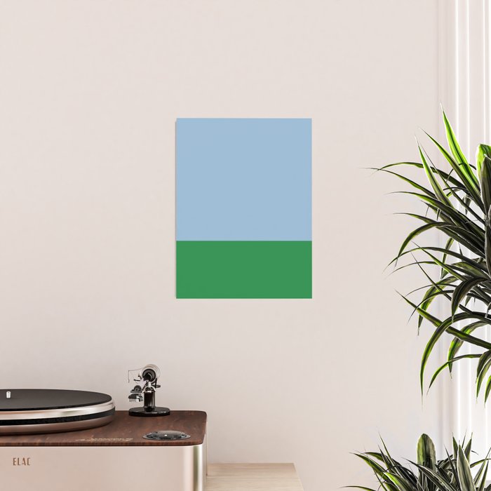 Color Block Minimalist Light Blue and Green Striped Solid Poster Gallery Image 2