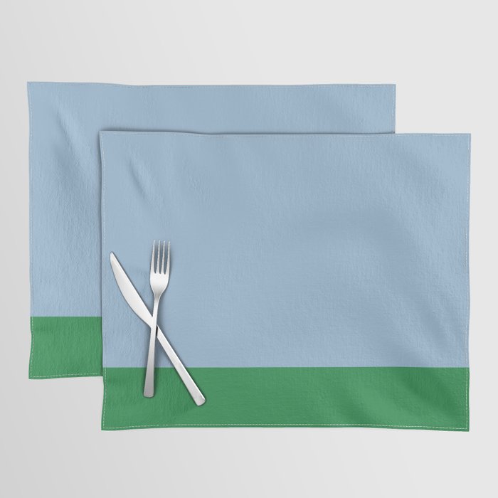 Color Block Minimalist Light Blue and Green Striped Solid Placemat Gallery Image 1