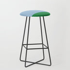 Color Block Minimalist Light Blue and Green Striped Solid Stool Gallery Image 1