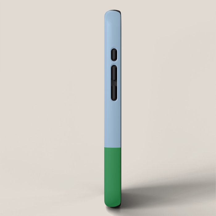 Color Block Minimalist Light Blue and Green Striped Solid iPhone Case Gallery Image 2