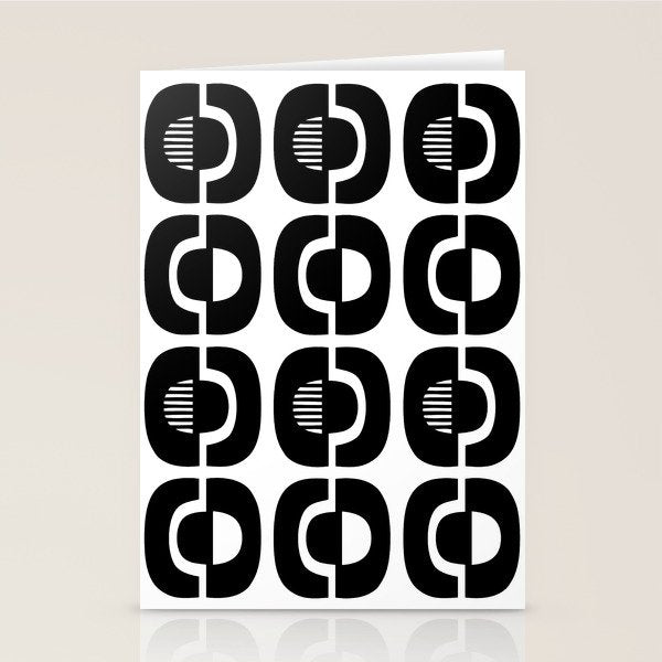Mid Century Modern Geometric 921 Black and White Stationery Card Gallery Image 2