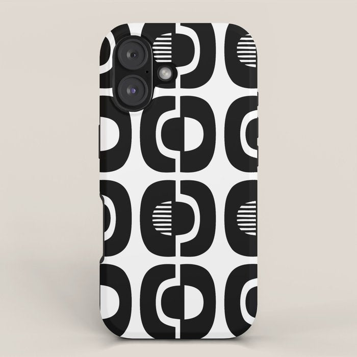 Mid Century Modern Geometric 921 Black and White iPhone Case Gallery Image 1