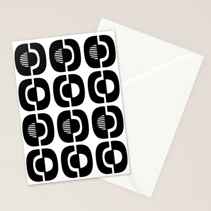 Mid Century Modern Geometric 921 Black and White Stationery Card Gallery Image 2