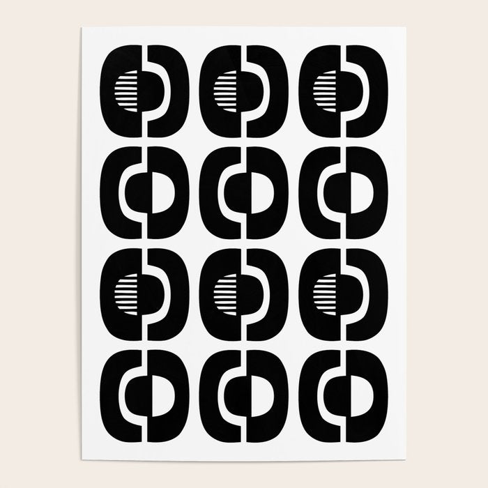 Mid Century Modern Geometric 921 Black and White Poster Gallery Image 4