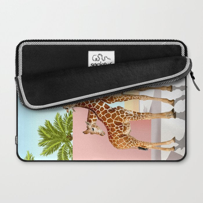 Giraffe Villa | Contemporary Modern Architecture Digital Graphic Art | Wildlife Animals Palm Exotic Laptop Sleeve Gallery Image 2