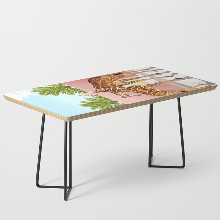 Giraffe Villa | Contemporary Modern Architecture Digital Graphic Art | Wildlife Animals Palm Exotic Coffee Table Gallery Image 1