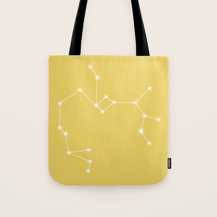 Sagittarius Zodiac Star Constellation Line Art Soft Yellow Tote Bag Gallery Image 1