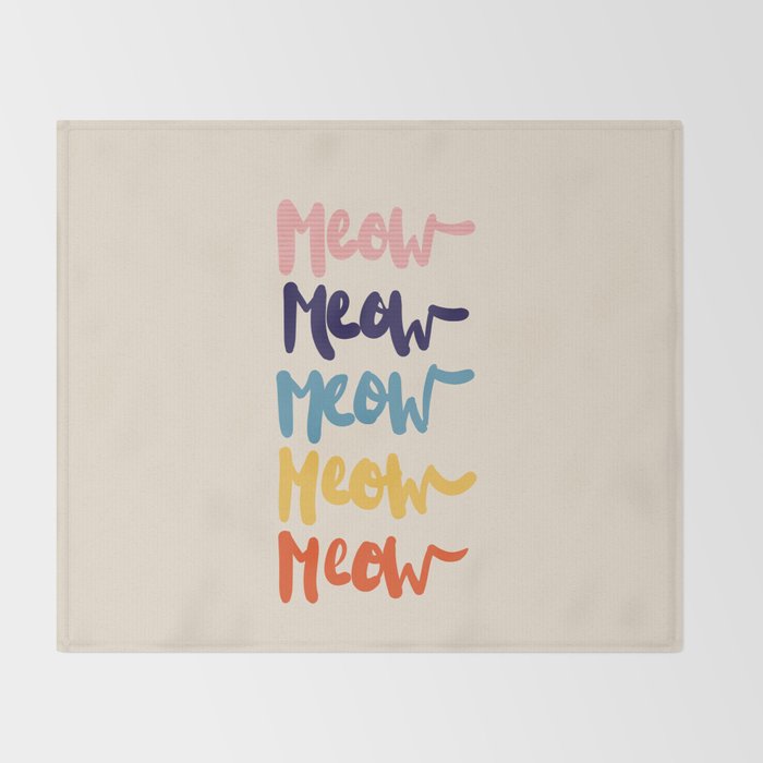 Meow Meow says the cat - typography Throw Blanket Gallery Image 2