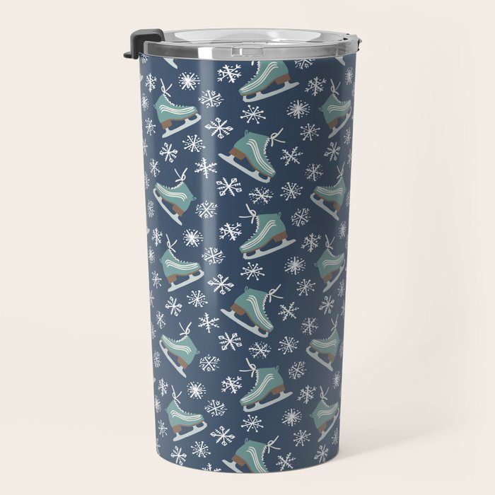 Snowy Ice Skates Travel Mug Gallery Image 3