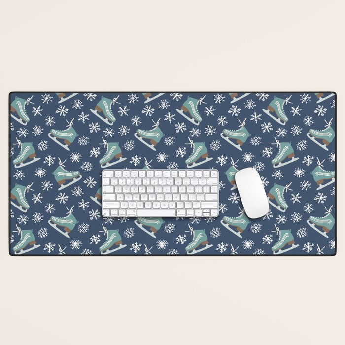 Snowy Ice Skates Desk Mat Gallery Image 1