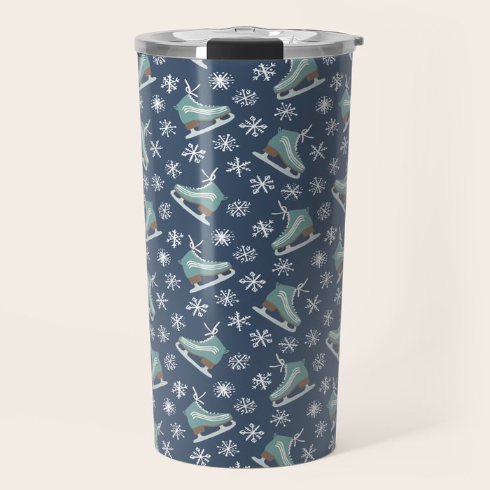 Snowy Ice Skates Travel Mug Gallery Image 1