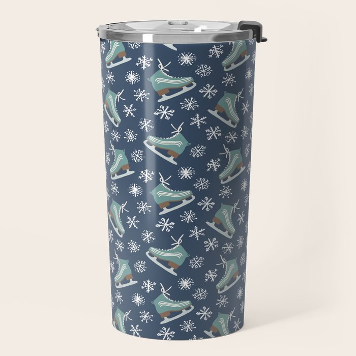 Snowy Ice Skates Travel Mug Gallery Image 2