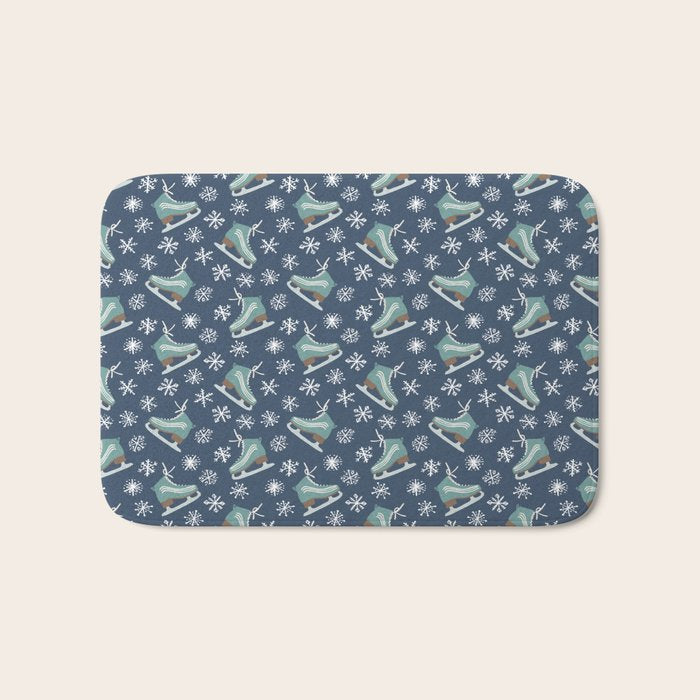 Snowy Ice Skates Bath Mat Gallery Image 1