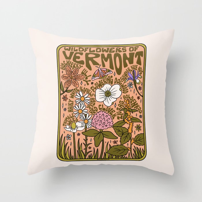 Vermont Wildflowers Throw Pillow Gallery Image 6