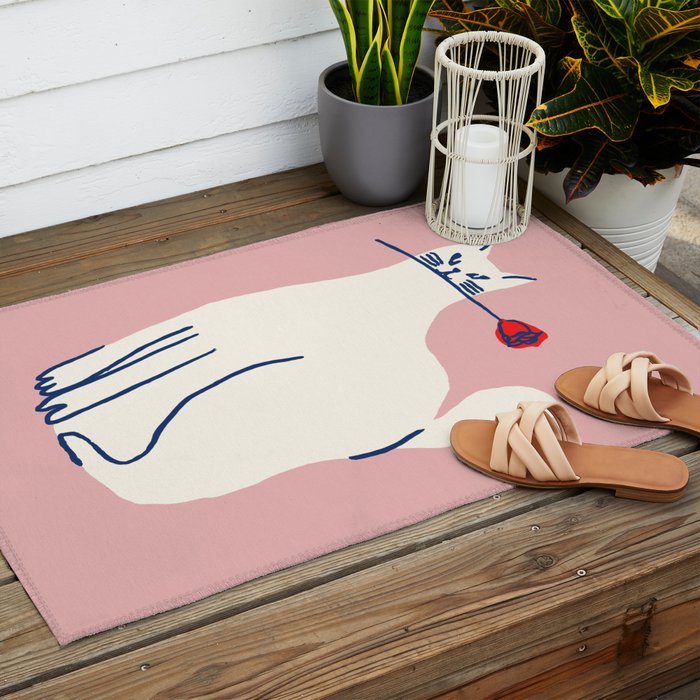 Casanova cat - the whimsical Catsanova Outdoor Rug Gallery Image 2
